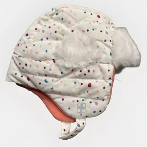 New SWISS TECH GIRLS Bright Multicolor Lined Polka Dot Trapper Hat Faux Fur
